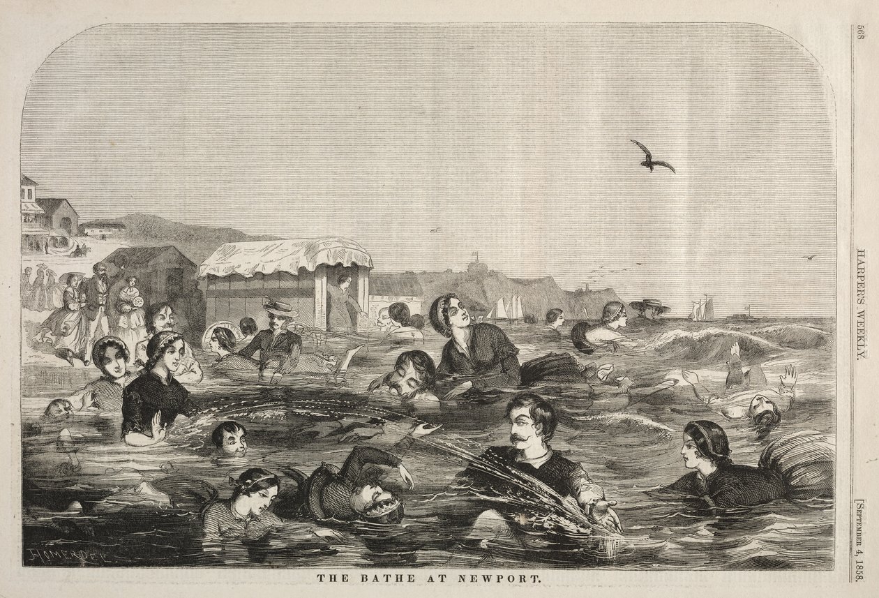 The Baths at Newport, 1858 by Winslow Homer