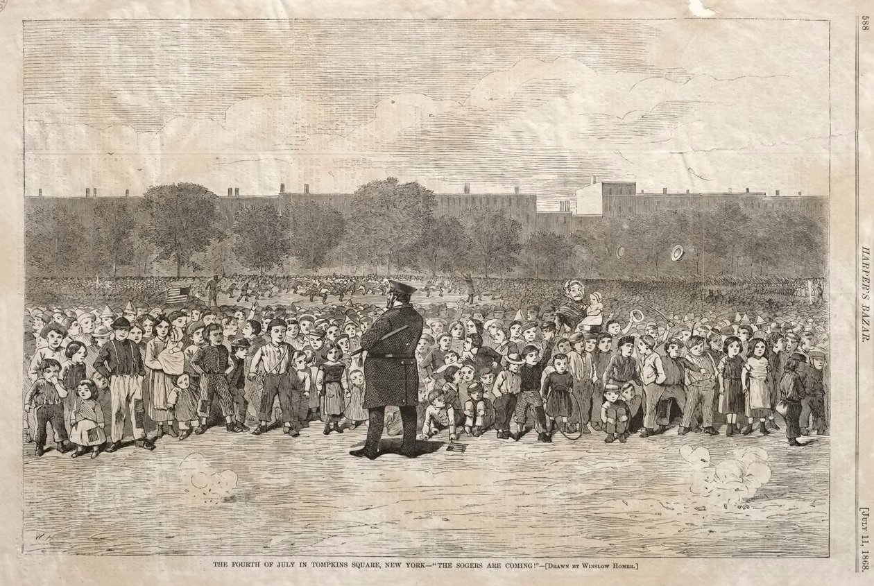 The Fourth of July in Tompkins Square, New York - "The Soldiers Are Coming" by Winslow Homer