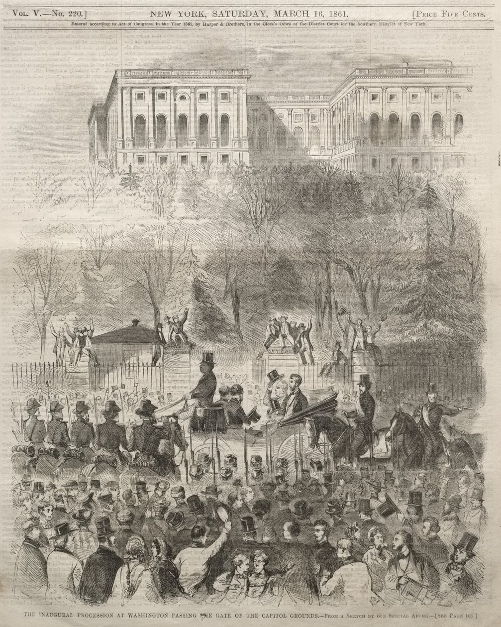 The Inaugural Procession at Washington Passing the Gate of the Capitol Grounds by Winslow Homer