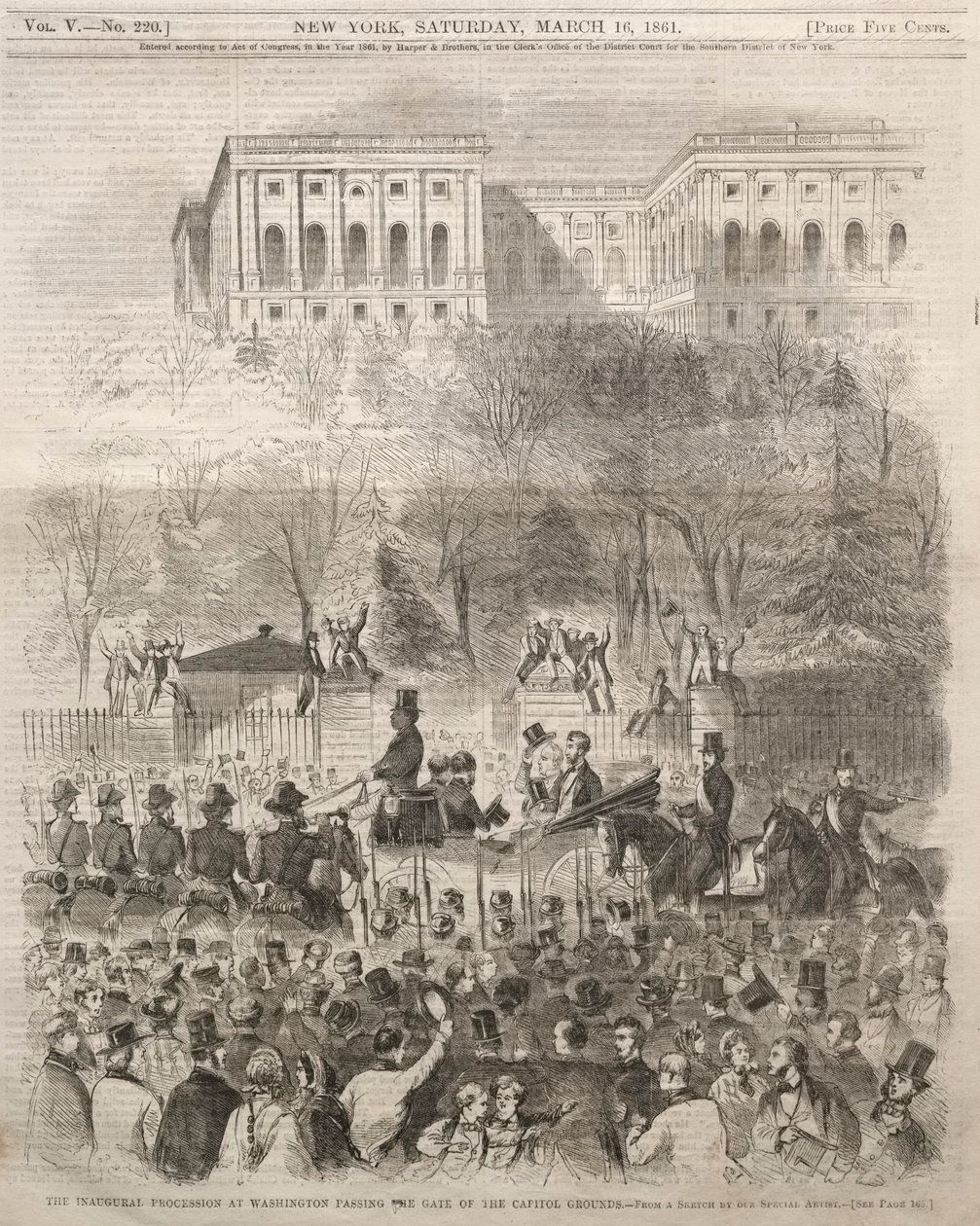The Inaugural Procession at Washington Passing the Gate of the Capital Grounds, 1861 by Winslow Homer