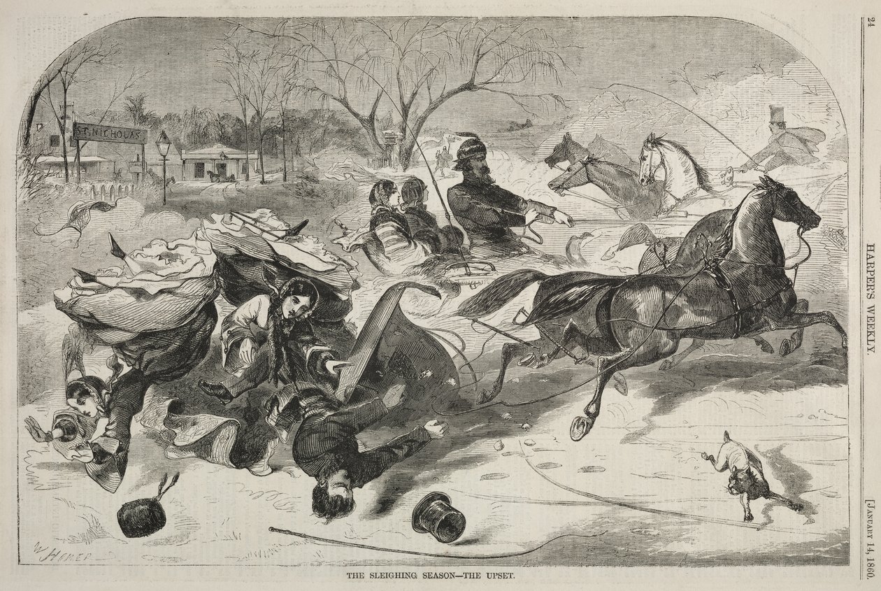 The Sleighing Season - The Upset by Winslow Homer