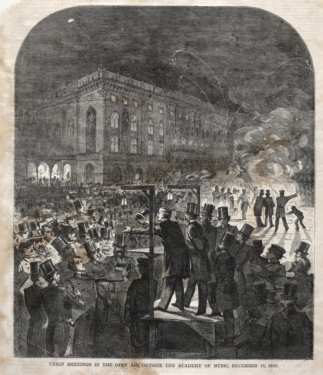 Union Meeting in the Open Air Outside the Academy of Music by Winslow Homer
