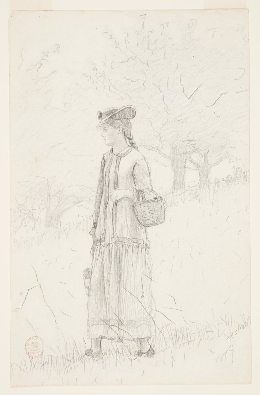 Young Woman Carrying a Basket by Winslow Homer