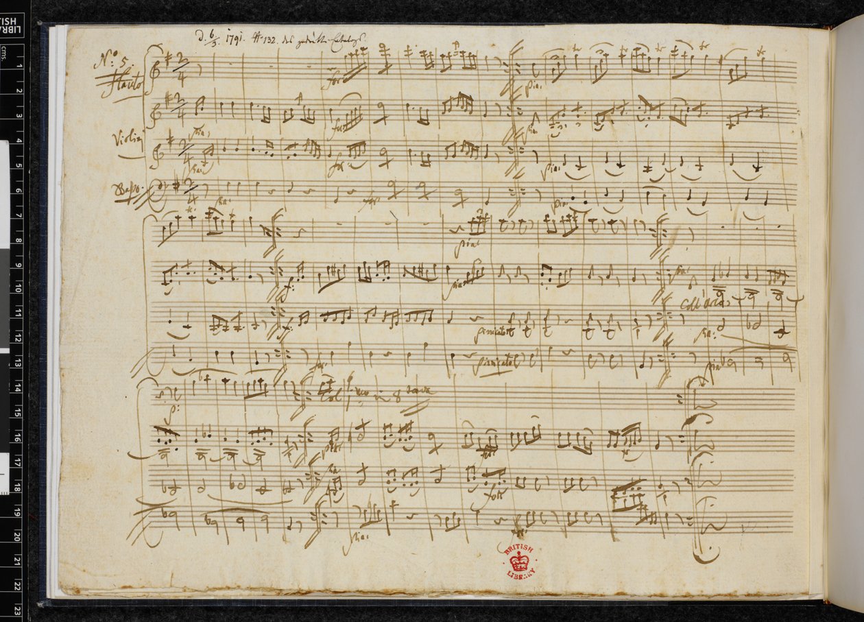 5 Contredanses KV 609, Autograph of No. 5, Zweig MS 59, f.3v by Wolfgang Amadeus Mozart