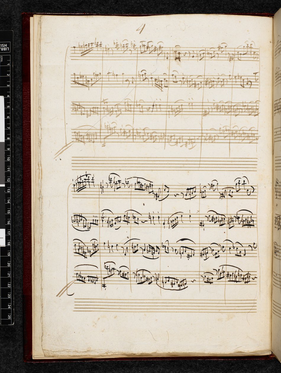 Adagio and Fugue in C minor, K. 546, Add. 28996, f.4v by Wolfgang Amadeus Mozart