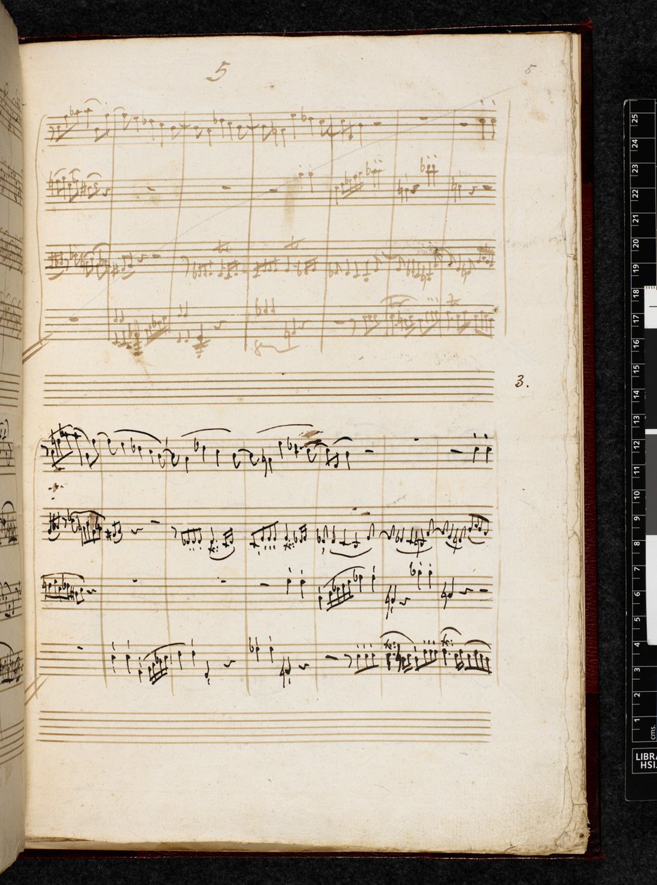 Adagio and Fugue in C minor, K. 546, Add. 28996, f.5r by Wolfgang Amadeus Mozart