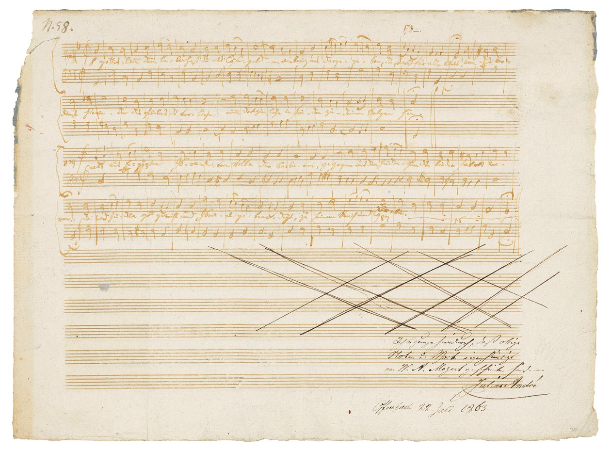 Autograph Music Manuscript, Two German Church Songs, K.343 by Wolfgang Amadeus Mozart