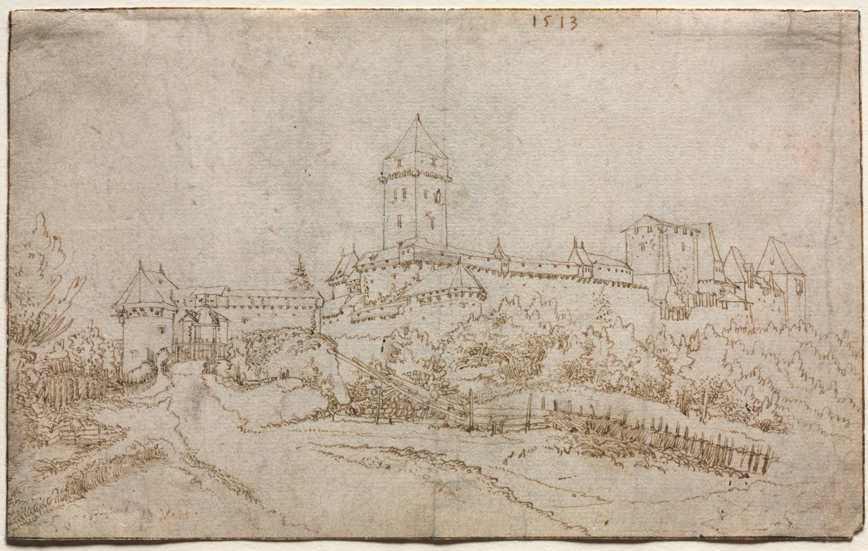 View of a Castle recto, Eight-Sided Cup verso by Wolfgang Huber