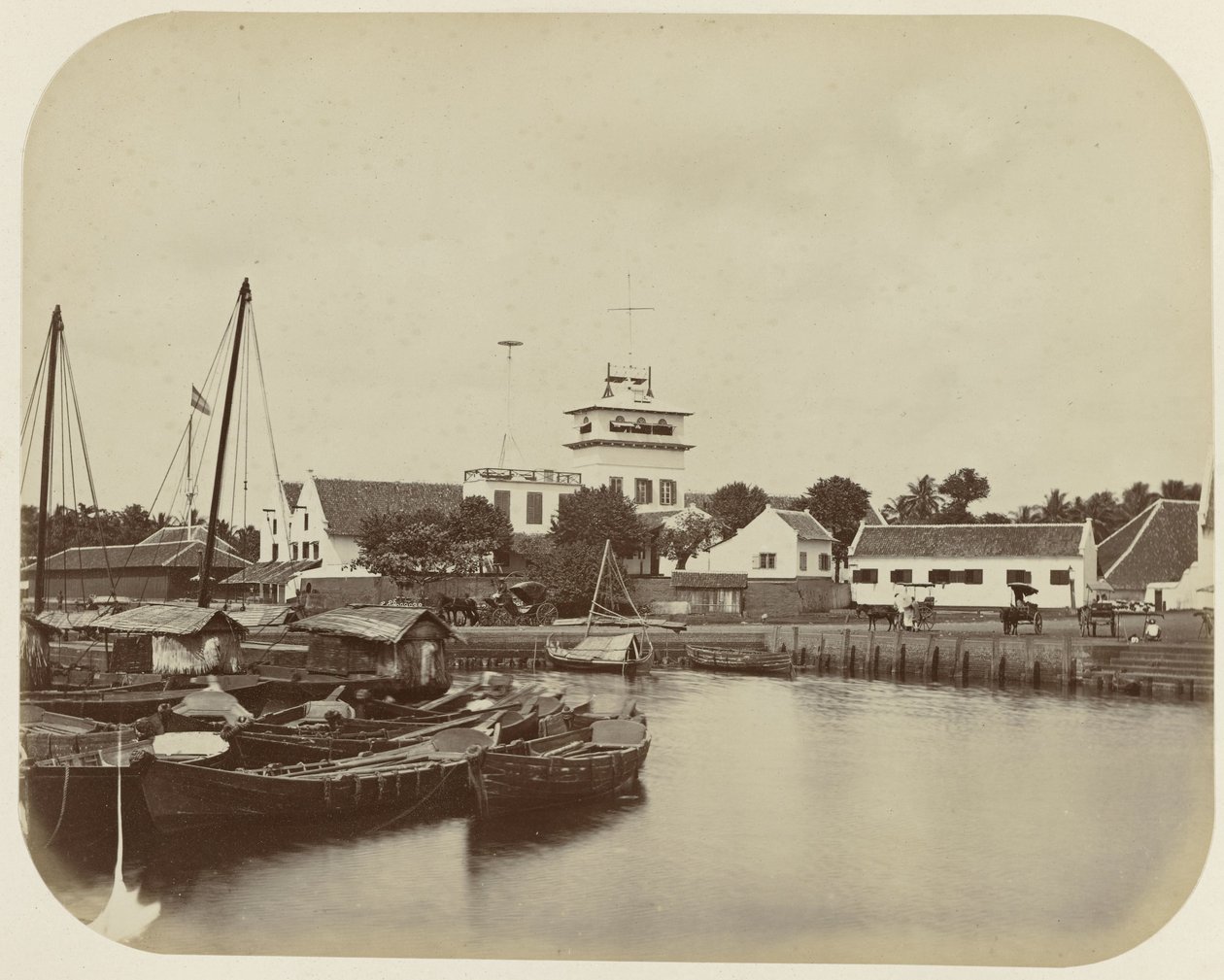 The Lookout at the Harbor Canal in Batavia by Woodbury and Page