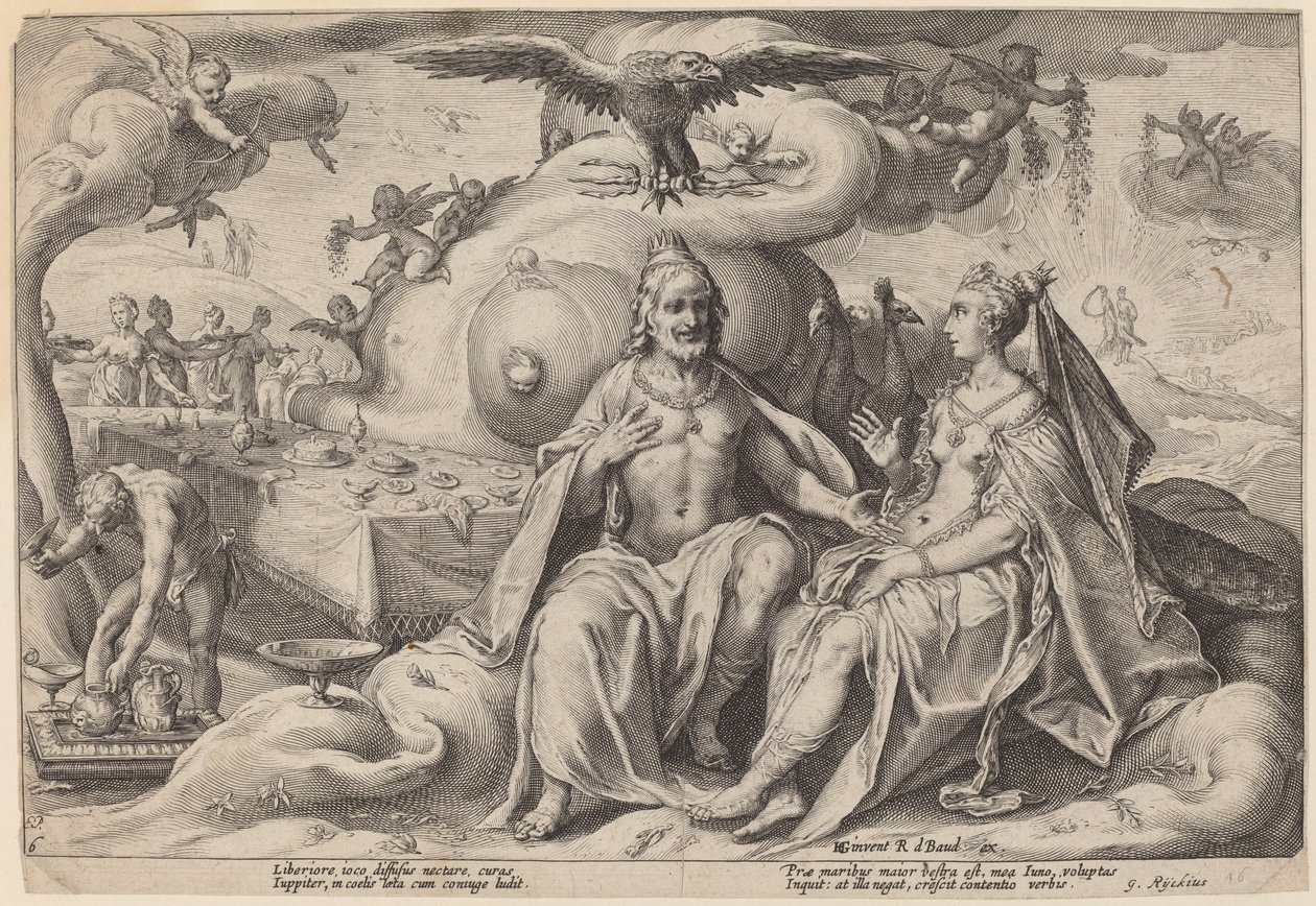 The Dispute between Jupiter and Juno by Workshop of Hendrick Goltzius, after Hendrick Goltzius