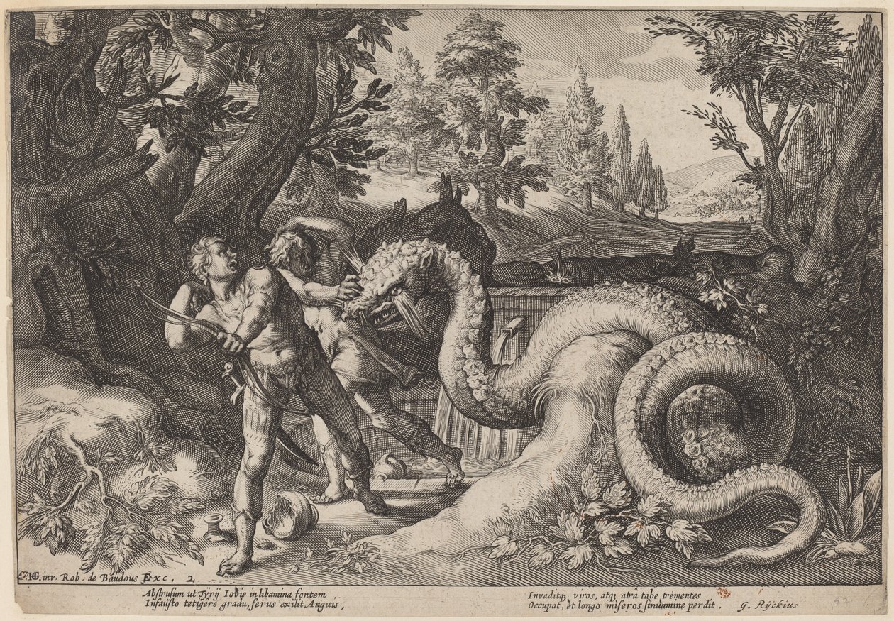 The Dragon Devouring the Companions of Cadmus by Workshop of Hendrick Goltzius, after Hendrick Goltzius