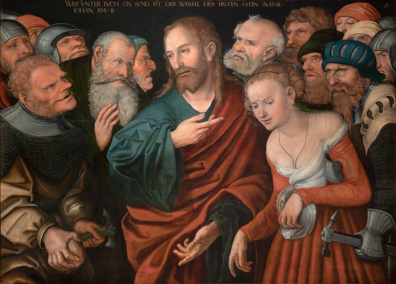 Jesus Christ and the Woman Taken in Adultery by workshop of Lucas Cranach the Elder
