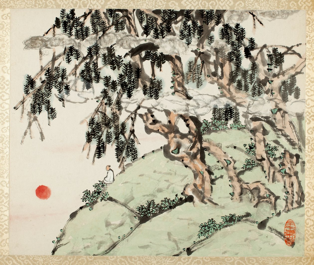 Landscape and Figure, from an album of Landscapes and Calligraphy for Liu Songfu by Xugu