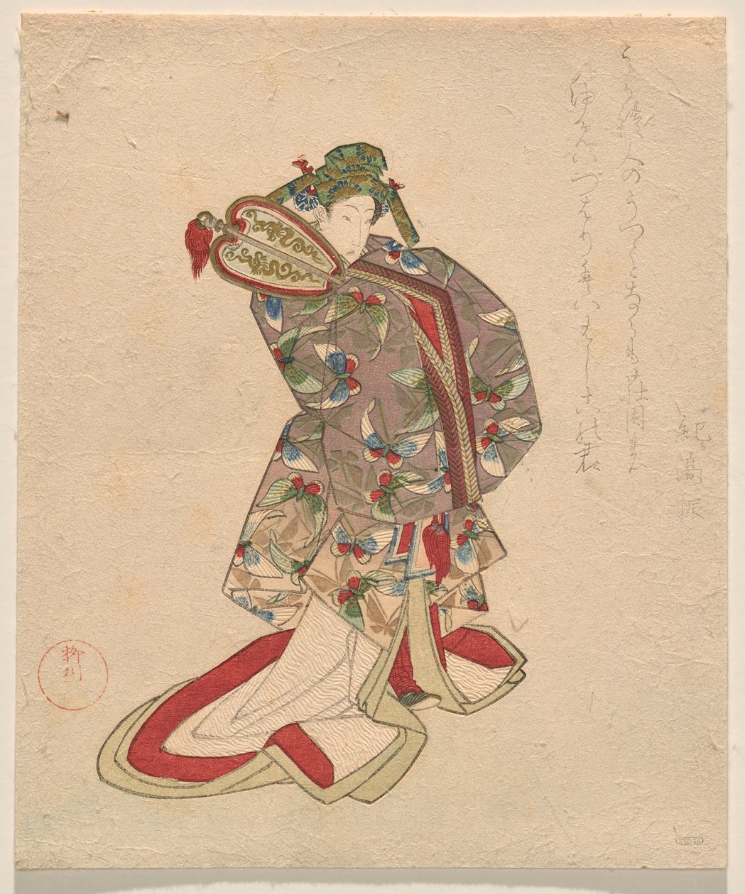 Woman in Chinese Costume with a Butterfly Pattern by Yanagawa Shigenobu II