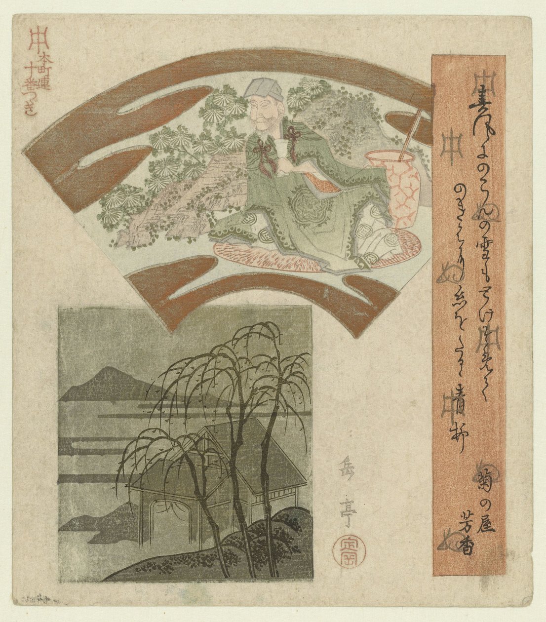 A Chinese Philosopher and Landscape with Willows by Yashima Gakutei