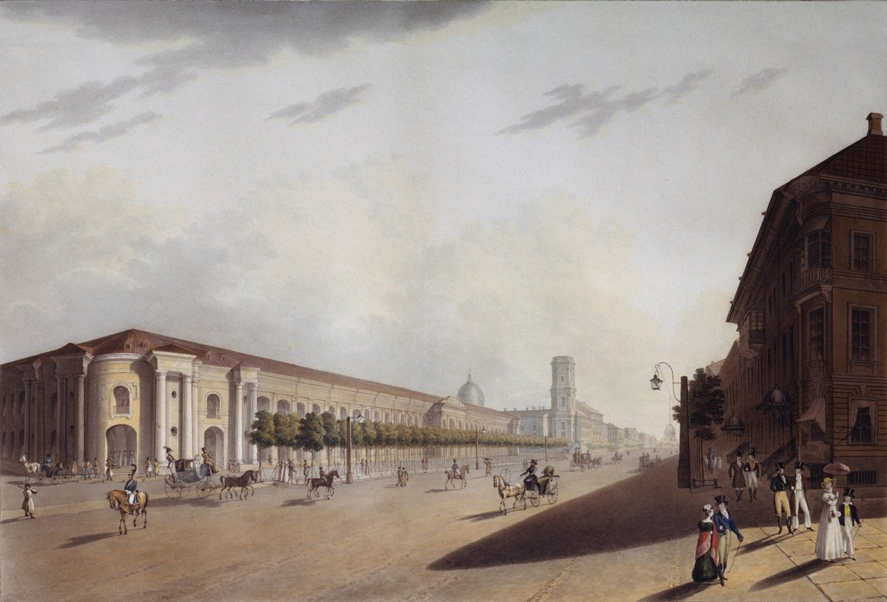 The Great Gostiny Dvor Merchant Yard in St Petersburg by Yermolai Ivanovich Yesakov