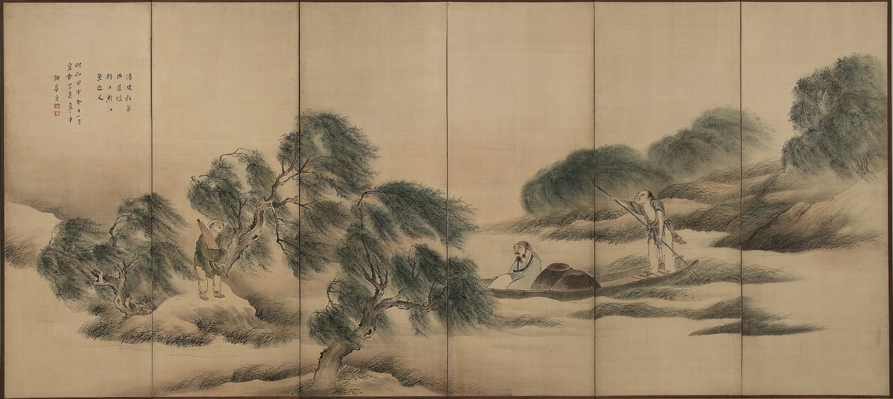 Fishing on a River after Rain, Edo period by Yosa Buson