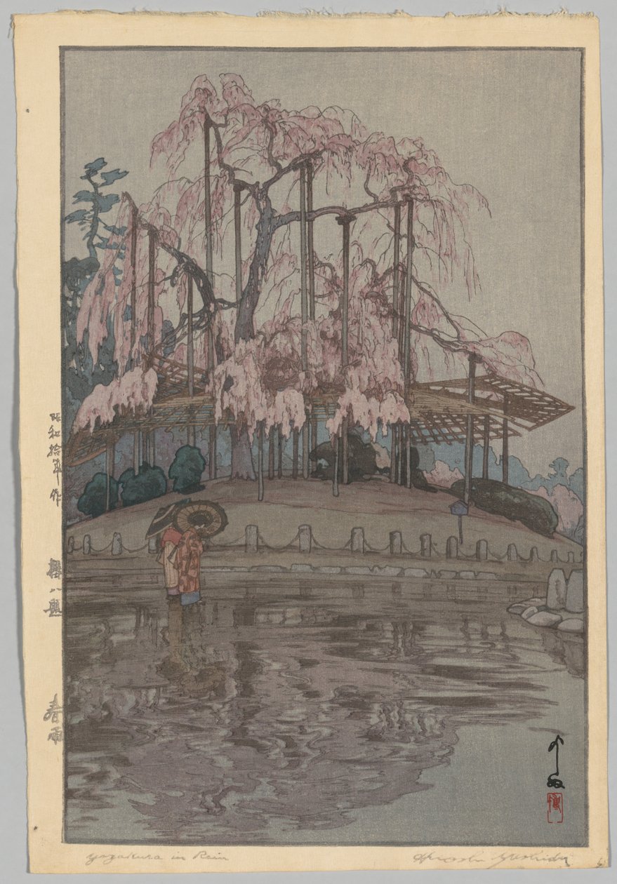 Eight Scenes of Cherry Blossoms: Spring Rain by Yoshida Hiroshi