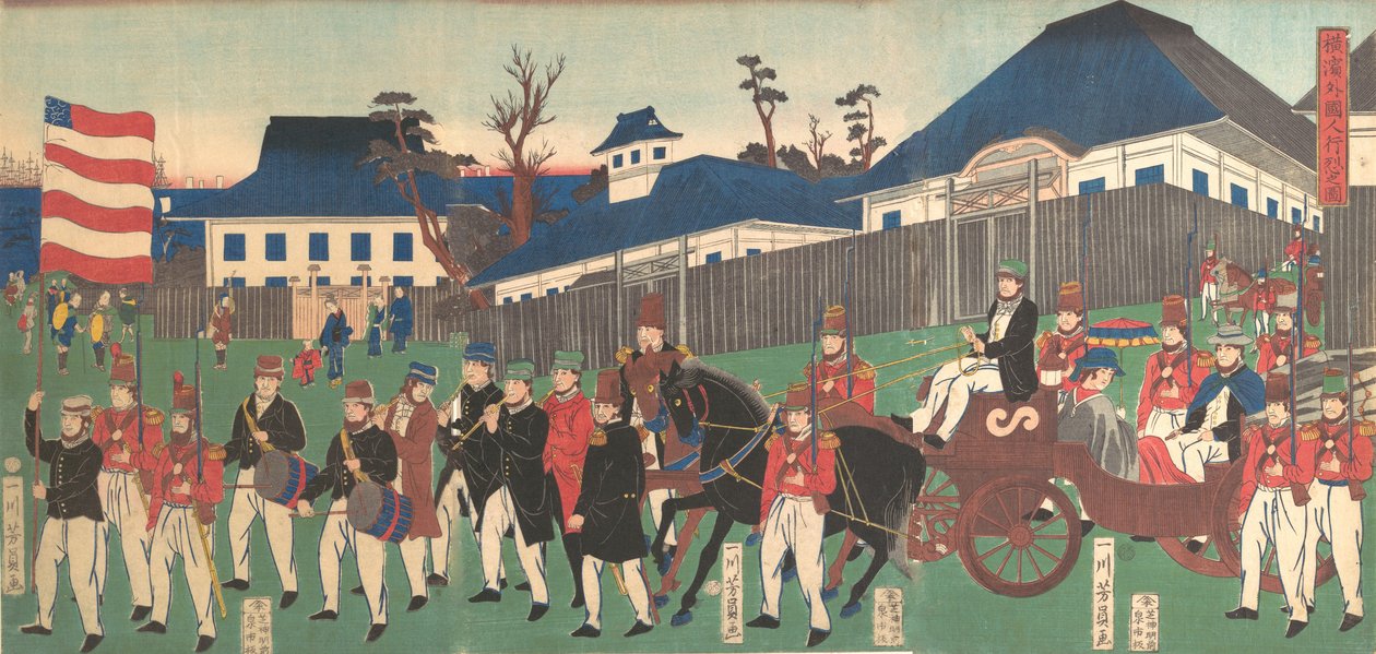 Picture of a Procession of Foreigners at Yokohama by Yoshikazu