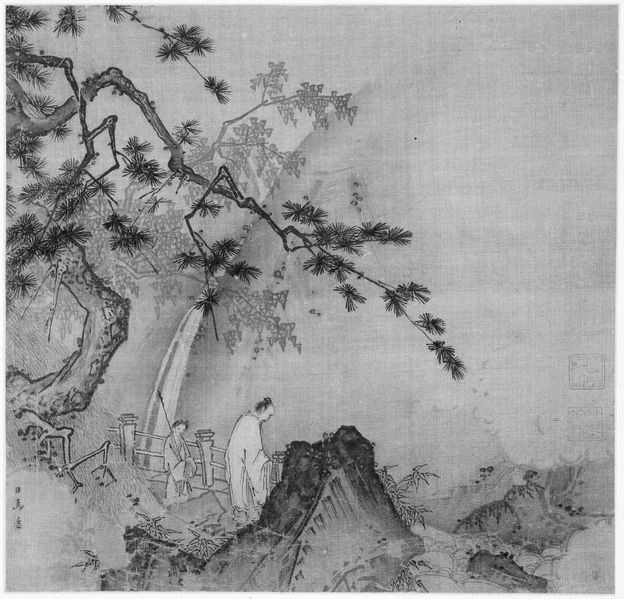 Scholar Viewing a Waterfall, Early 13th Century by Yuan Ma