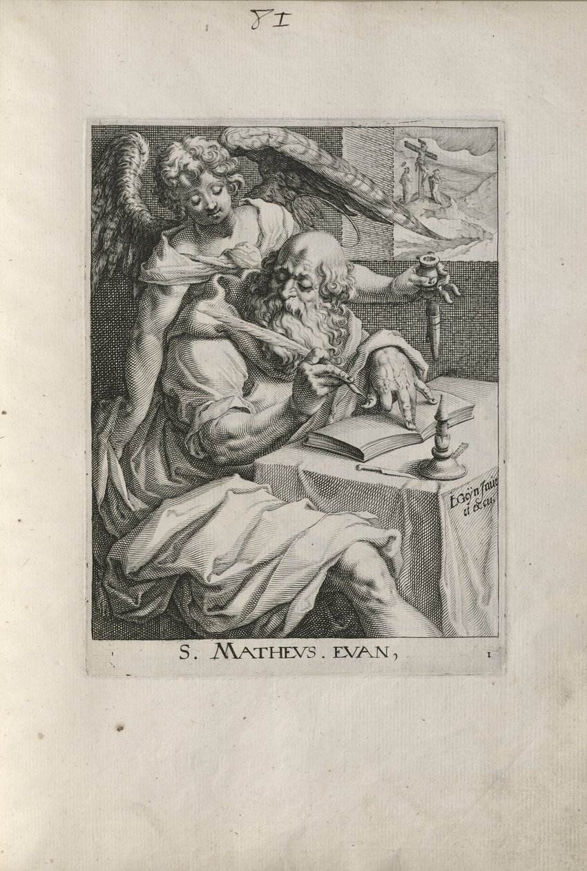 Saint Matthew, Plate 1 from The Four Evangelists by Zacharias Dolendo