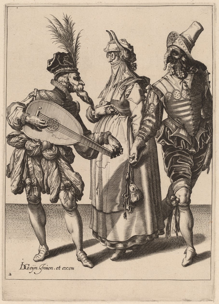 A Couple Addressed by a Lute Player by Zacharias Dolendo after Jacques de Gheyn II