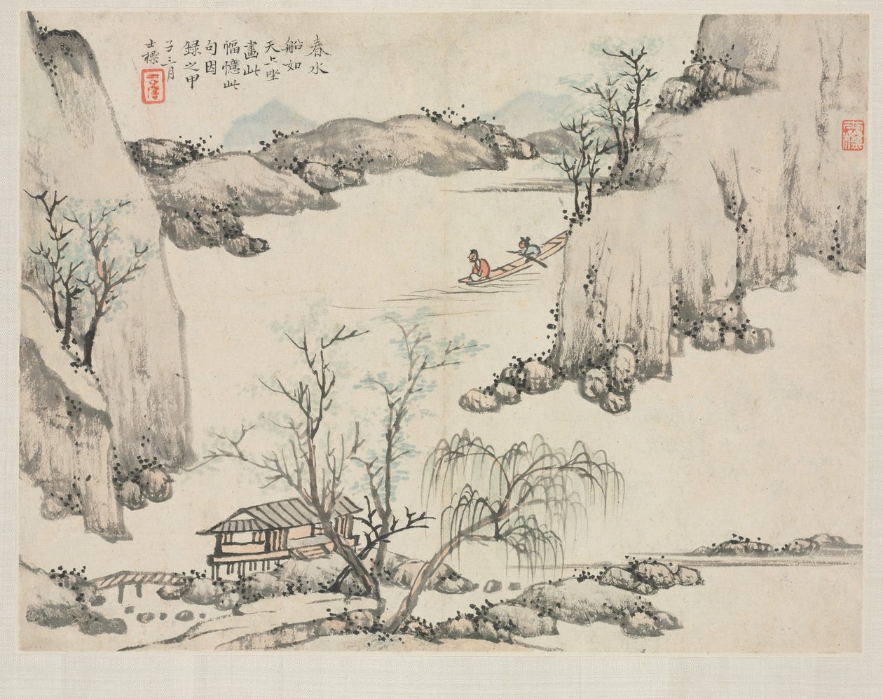 Landscape Album in Various Styles: Boating in Spring Water by Zha Shibiao