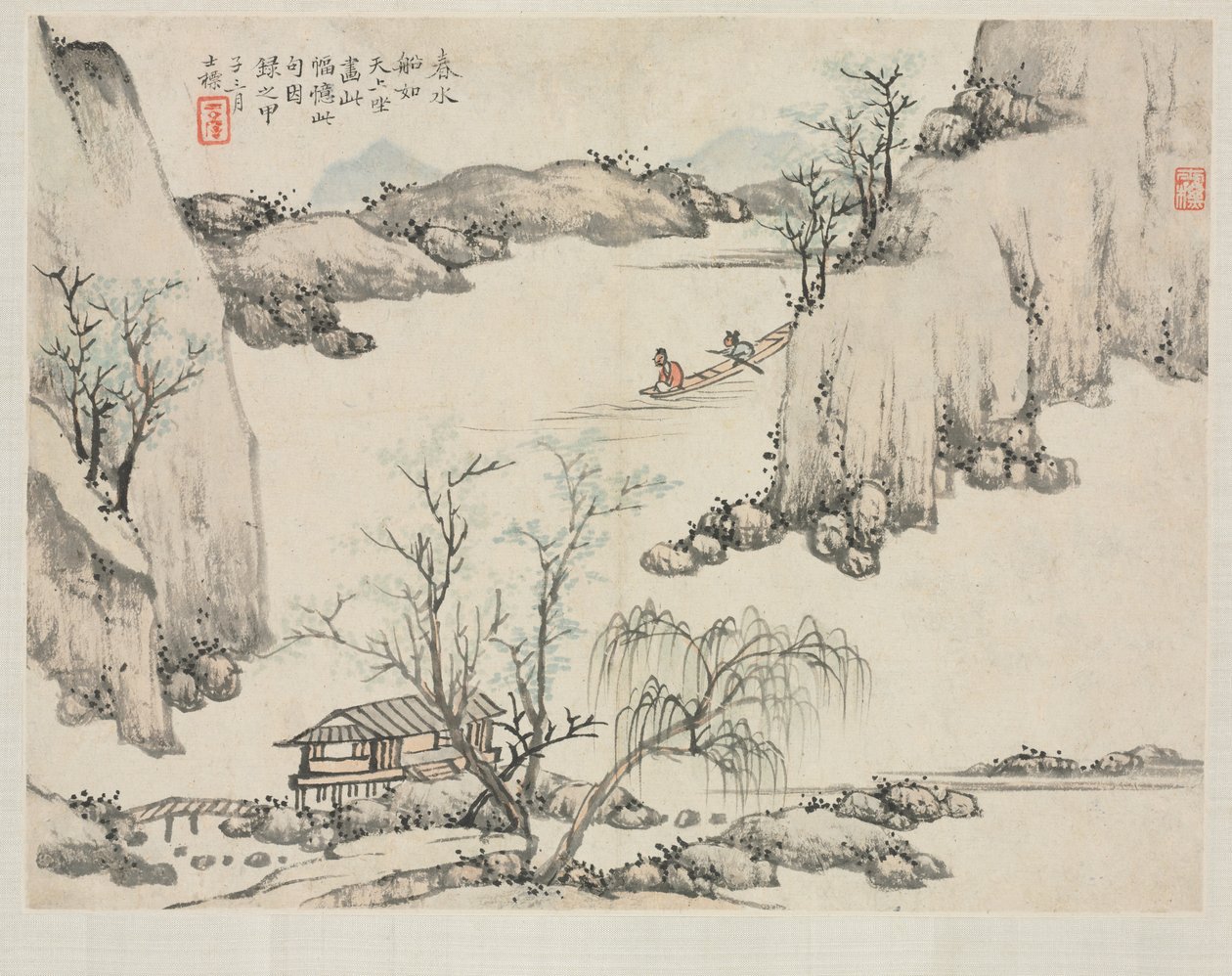 Landscape Album in Various Styles: Boating in Spring Water, 1684 by Zha Shibiao