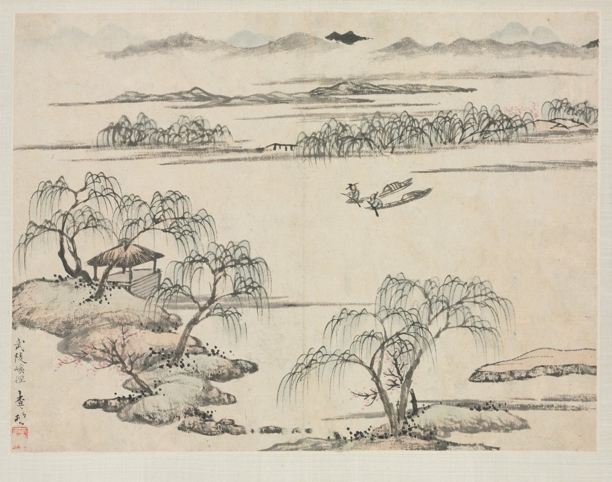 Landscape Album in Various Styles: The Stream of Wuling by Zha Shibiao