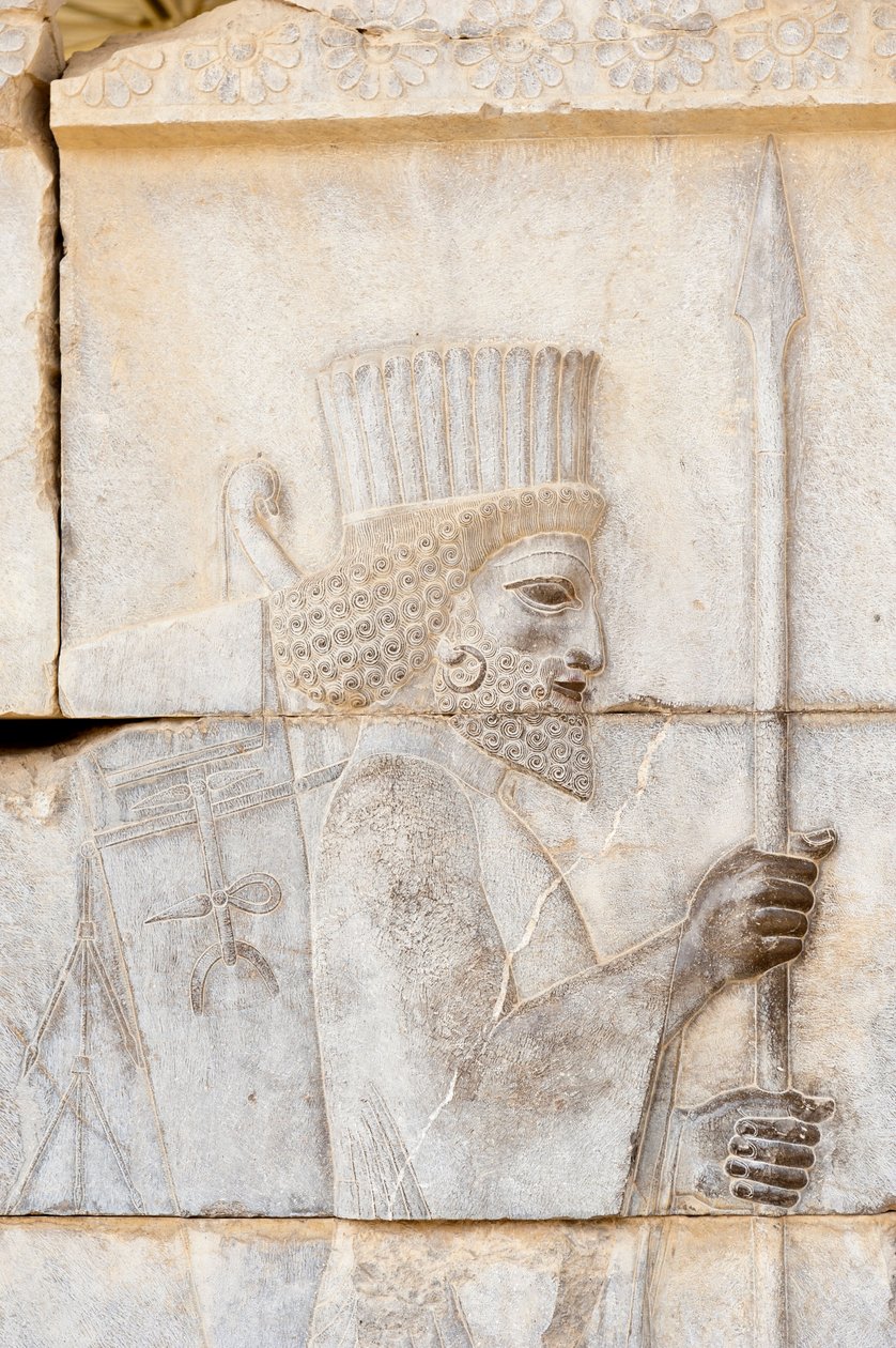 Ancient Relief of Achaemenid; Persian with Lance; Soldier of Immortal Guard on the Apadana Palace; Archaeological Site; Ancient Persian City Persepolis; UNESCO World Heritage Site; Fars Province; Iran; Asia by Frederick (attr. to) Barnard