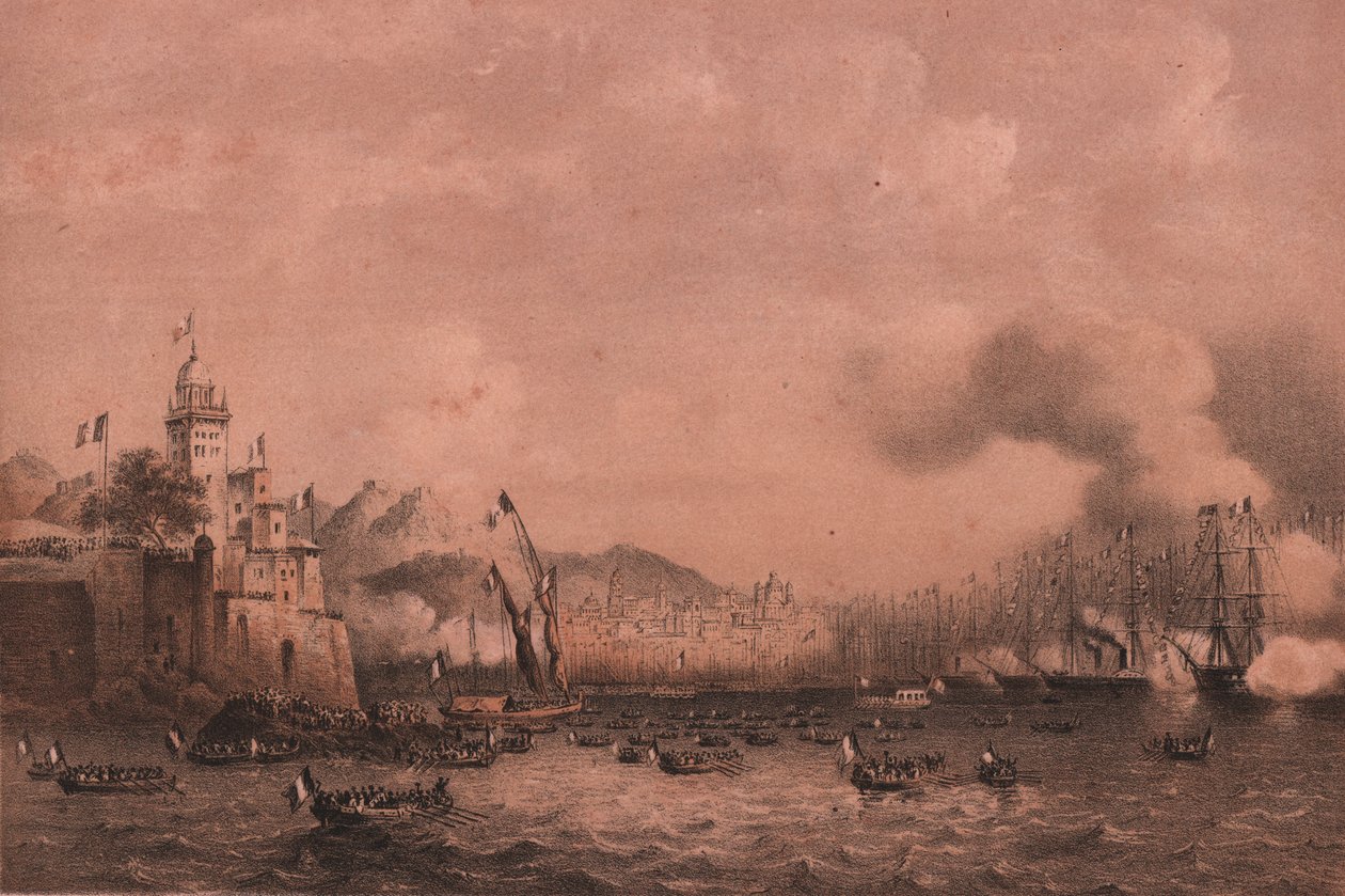 Arrival of Emperor Napoleon III in Genoa, Liguria by William Walcutt