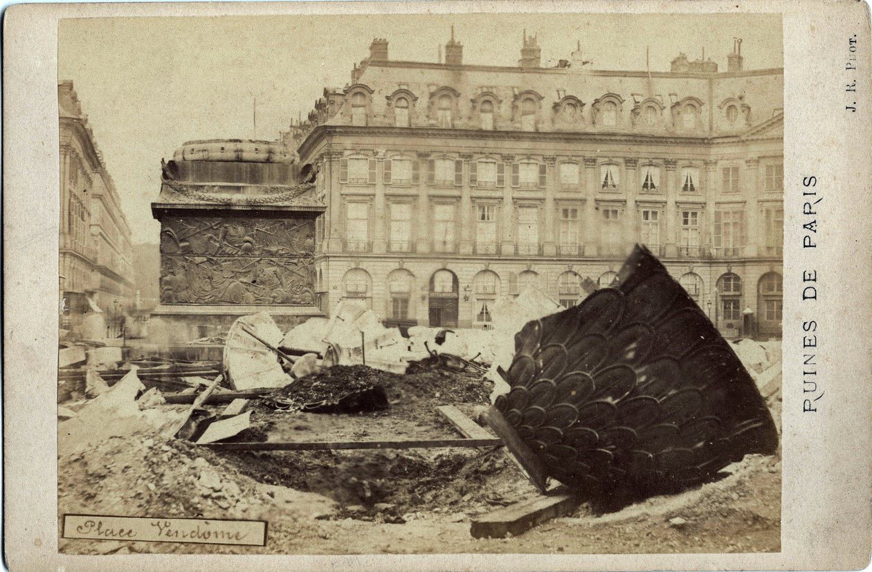 Commune of Paris (1871): Ruins on Place Vendome in Paris. Photography 1871. Dim. 16.5x10.8 cm by Frederick (attr. to) Barnard