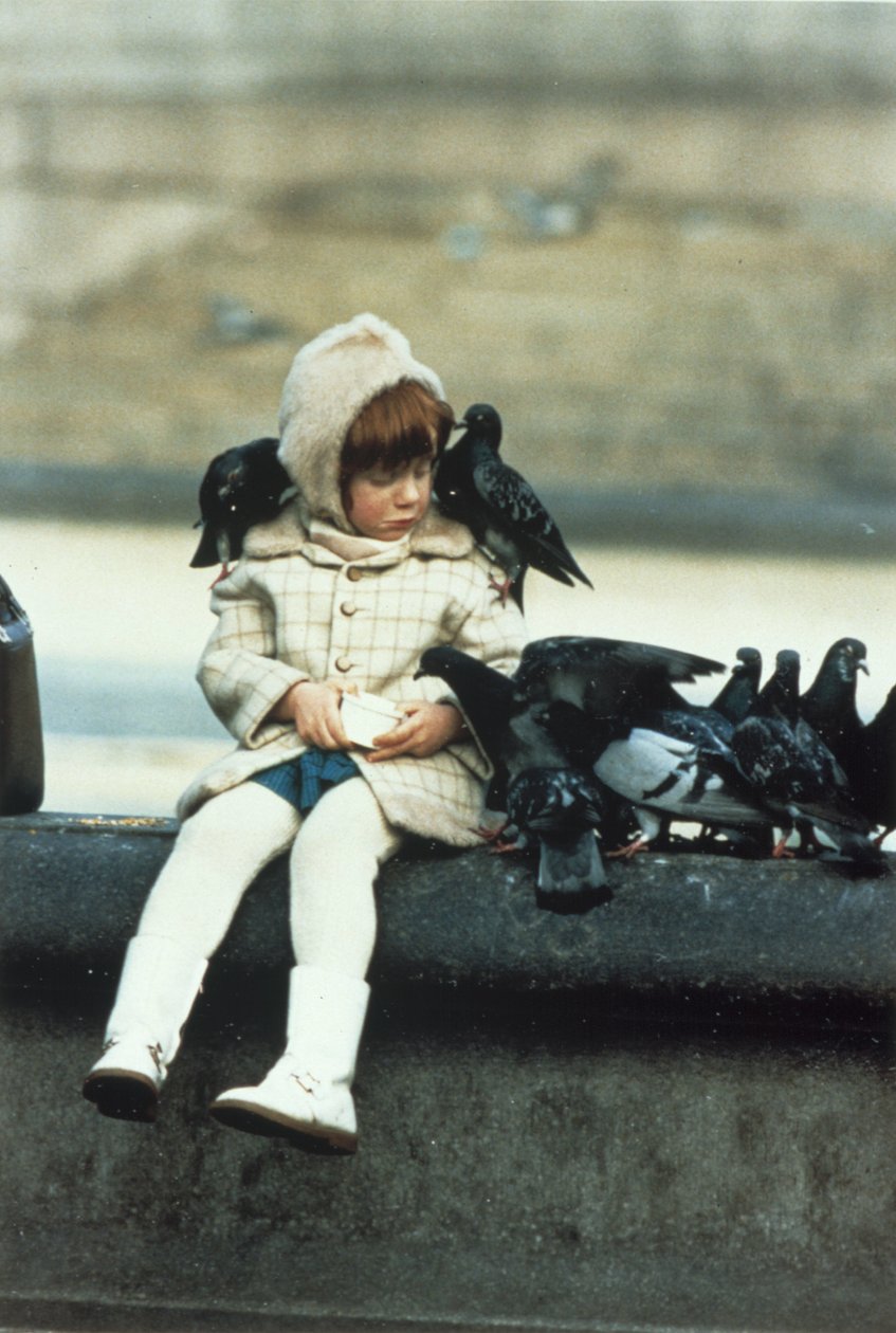 Little Girl with Pigeons by Frederick (attr. to) Barnard