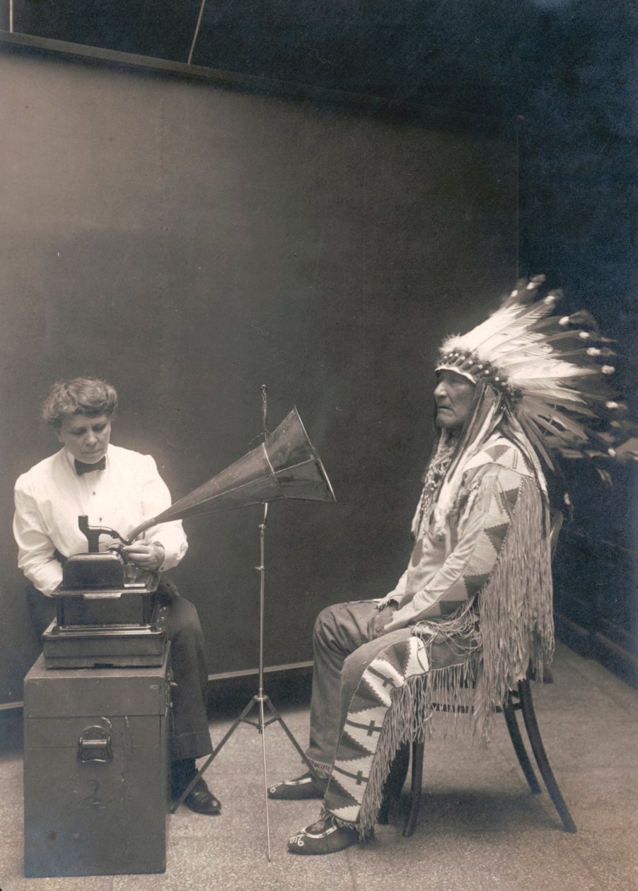 Piegan Indian, Mountain Chief, Listening to a Recording with Ethnologist Frances Densmore by . .
