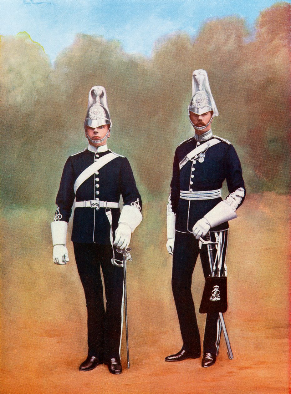 Yorkshire Dragoons, Officer and Private, from Picturesque History of Yorkshire, published c.1900 by Ferdinand Georg Waldmuller