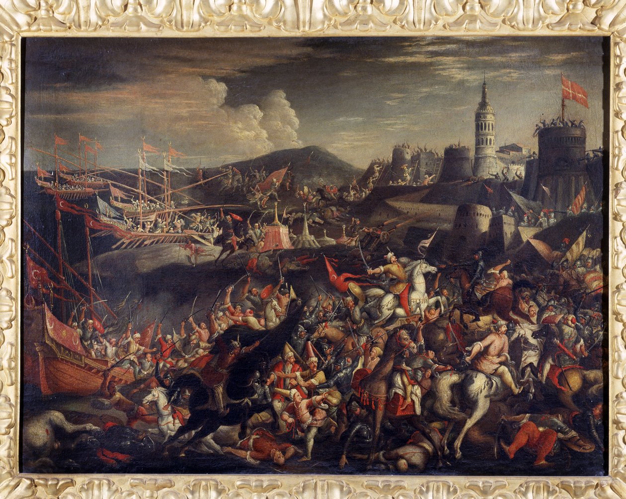 Attack of the Saracens on the Island of Malta, defended by the Knights Hospitaller in 1565 by Italian School