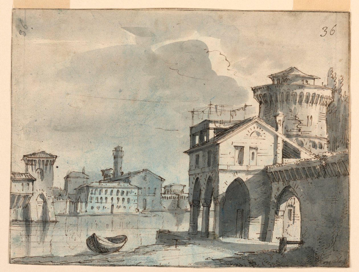 Stage Design, Buildings on Riverside by after Alessandro Sanquirico