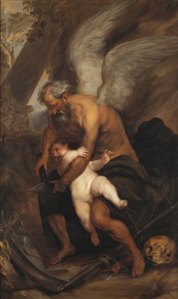 Time Clipping the Wings of Love by after Anthony van Dyck