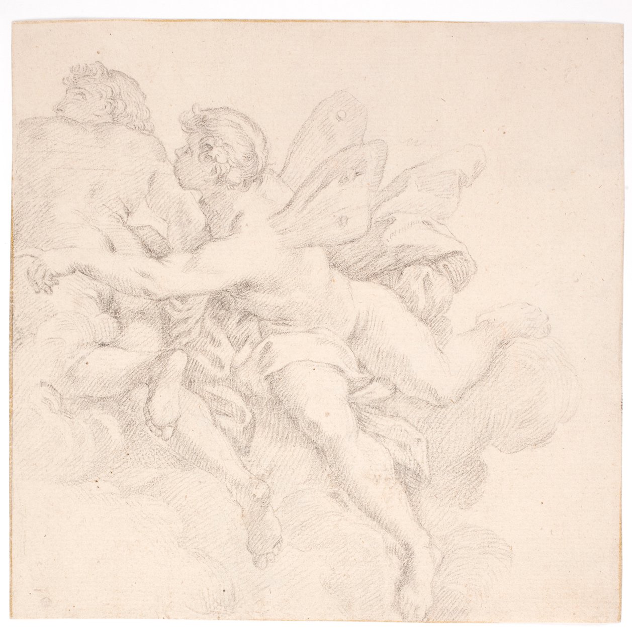 Two Figures in the Clouds, One Possibly an Allegory of Wind by after Carlo Maratti