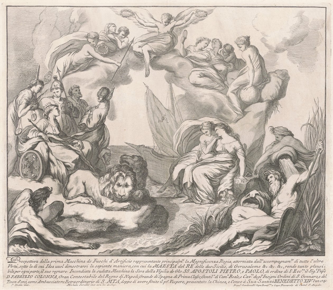 The Prima Macchina for the Chinea of 1741: Allegory of Regal Magnificence by after François Hutin Miguel de Sorellò
