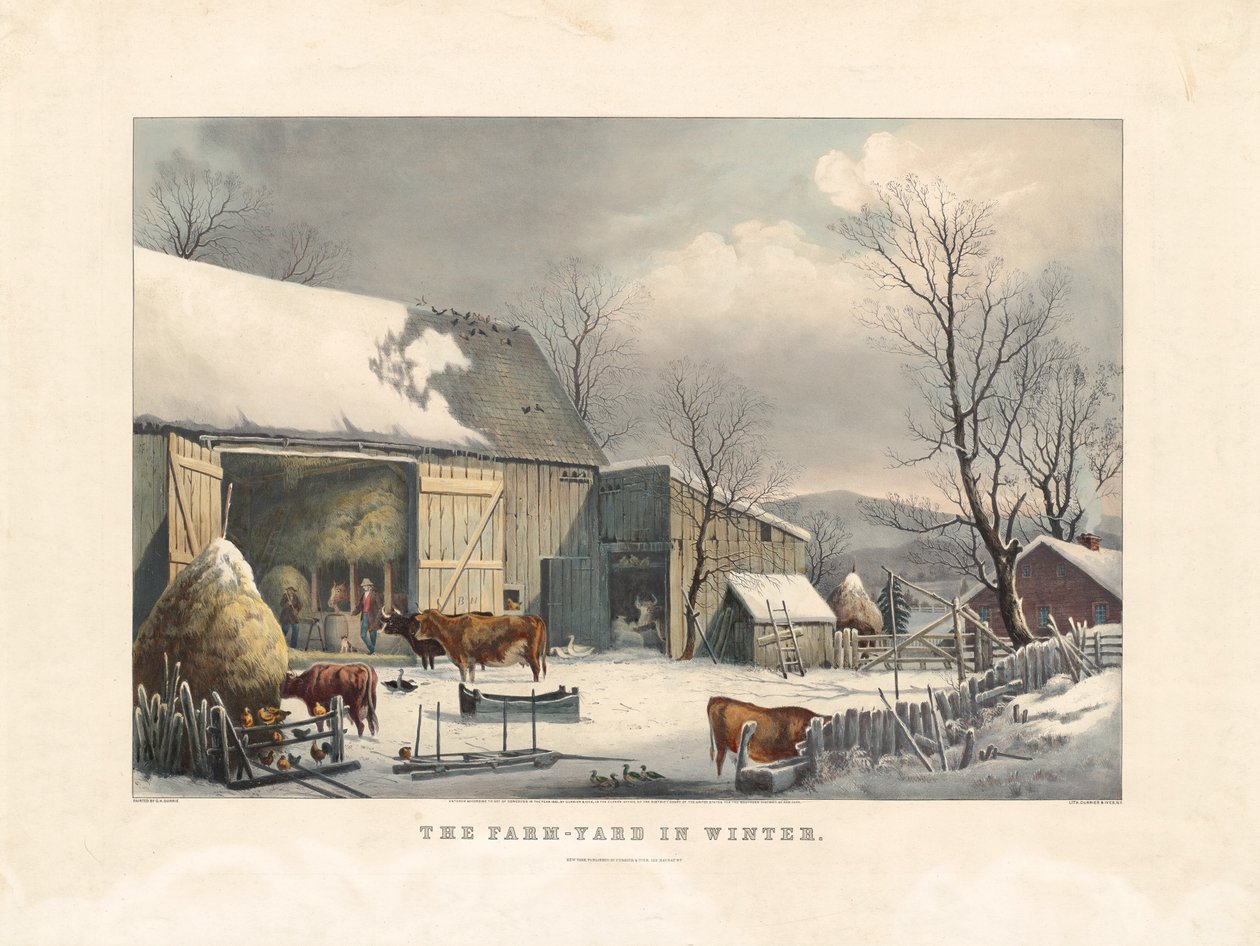 The Farm-Yard in Winter by after George Henry Durrie