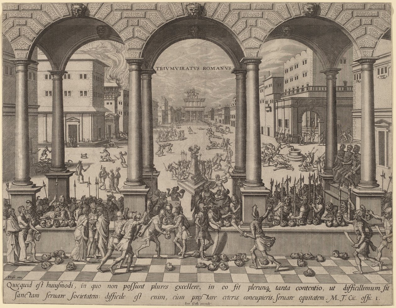 The Massacre under the Roman Triumvirate by after Hans Vredeman de Vries