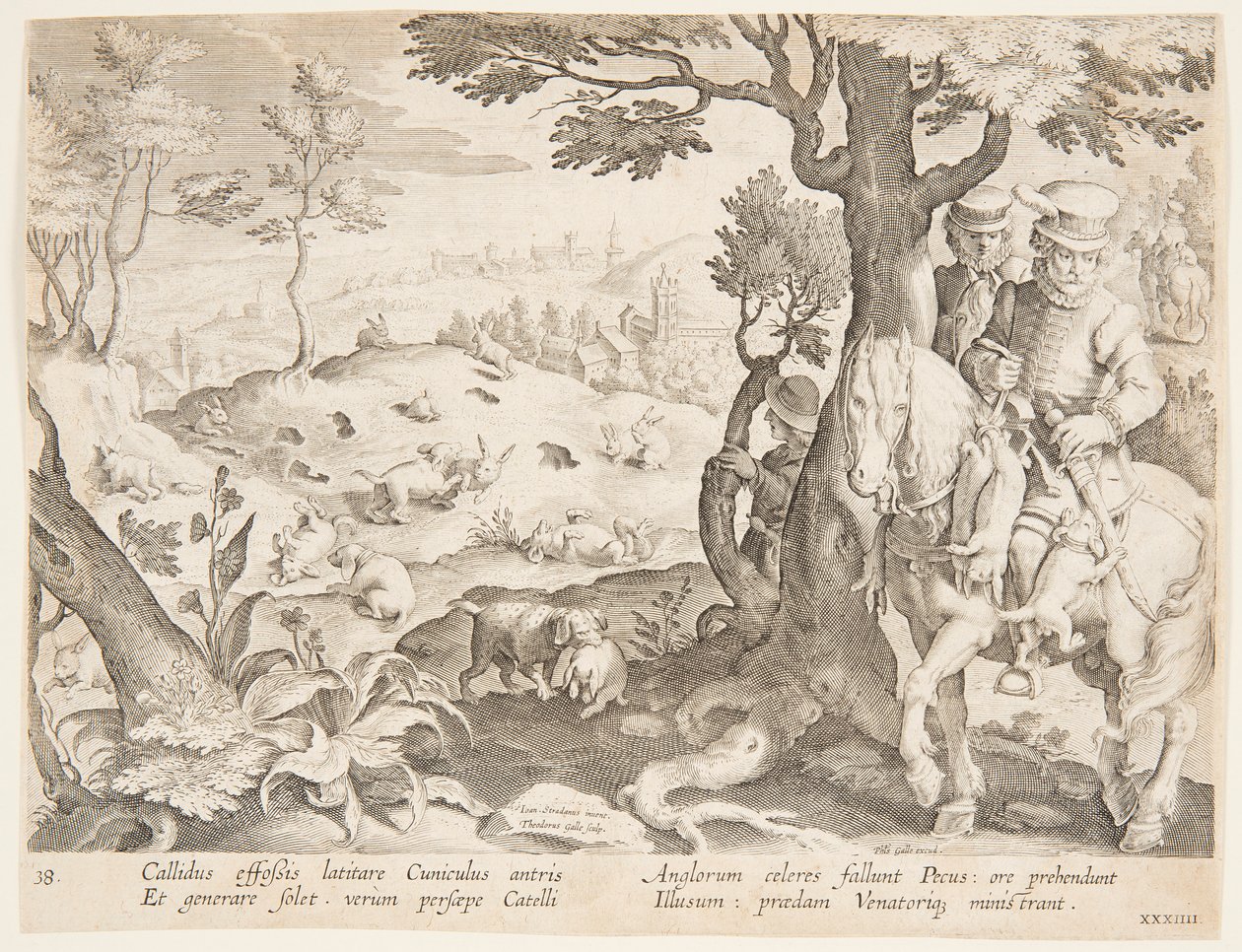 Rabbit Hunt by after Jan van der Straet, called Stradanus