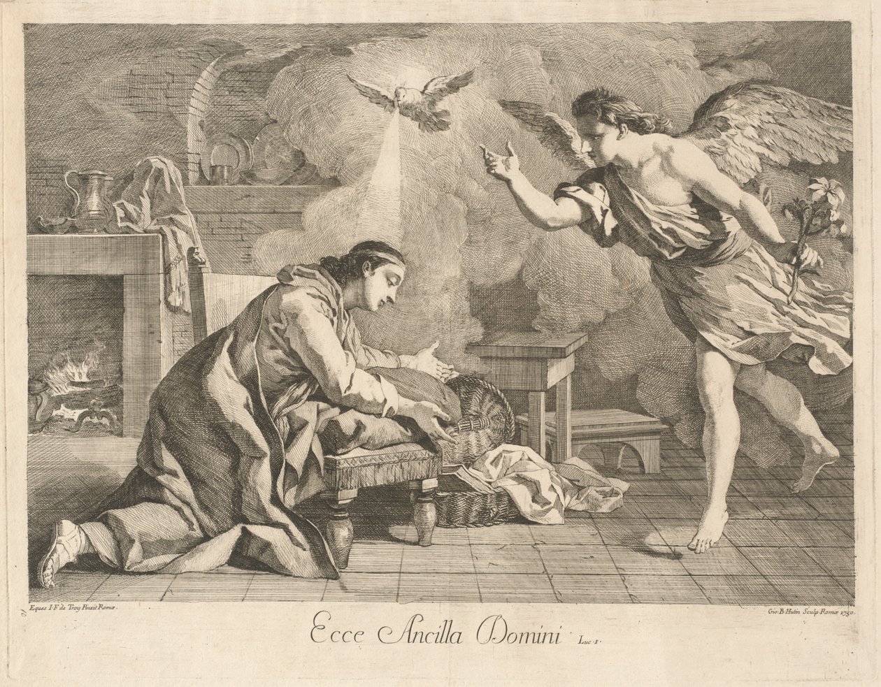 The Annunciation by after Jean François de Troy Jean Baptiste Hutin