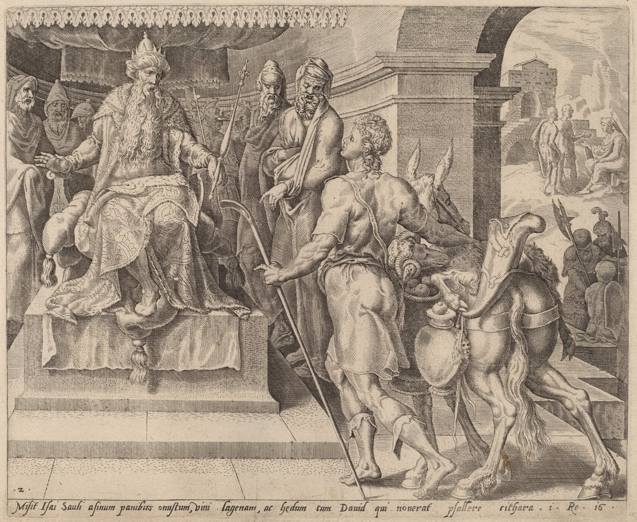 David Bringing Presents from His Father to Saul by after Maerten van Heemskerck