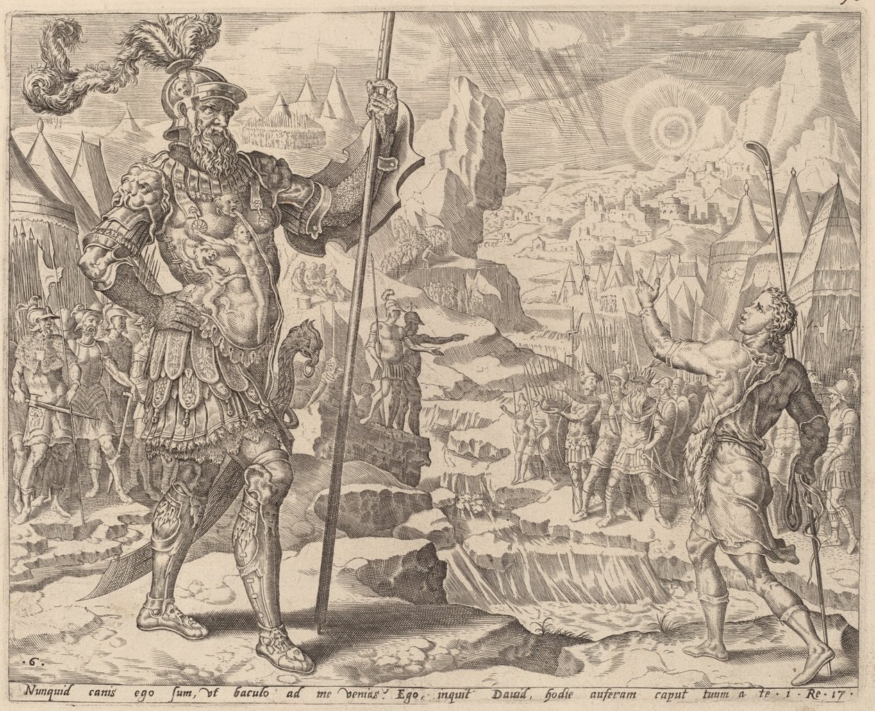 David Meeting Goliath by after Maerten van Heemskerck
