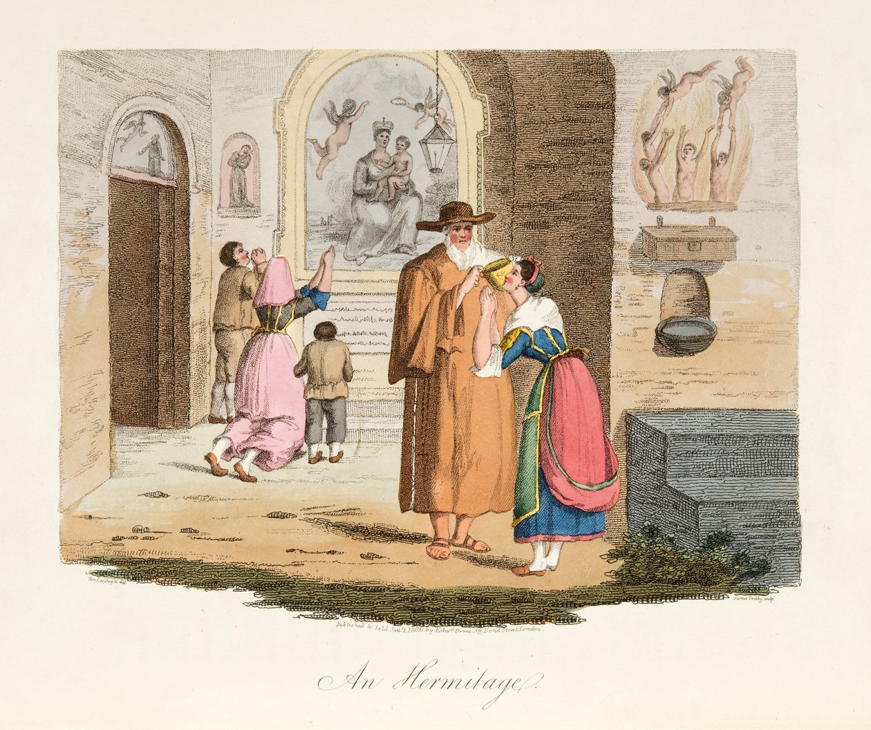 The Hermitage of Capua, from Italian Scenery, representing the Manners, Customs and Amusements of the different States of Italy, pub. 1806 by after P. van Lerberghi