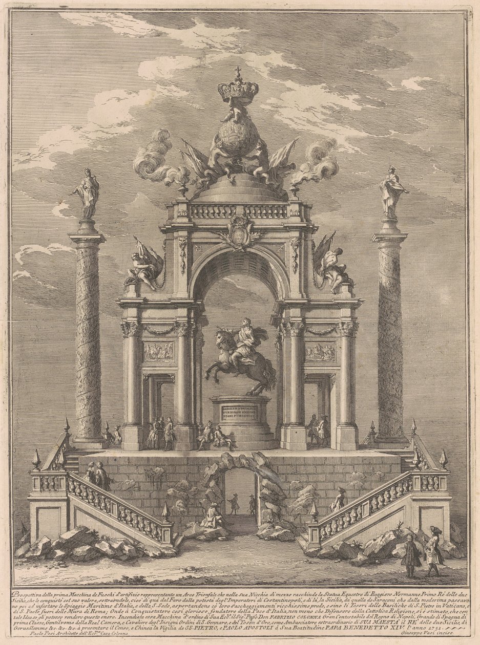 The Prima Macchina for the Chinea of 1751: Triumphal Arch for Roger I of Sicily by after Paolo Posi Giuseppe Vasi