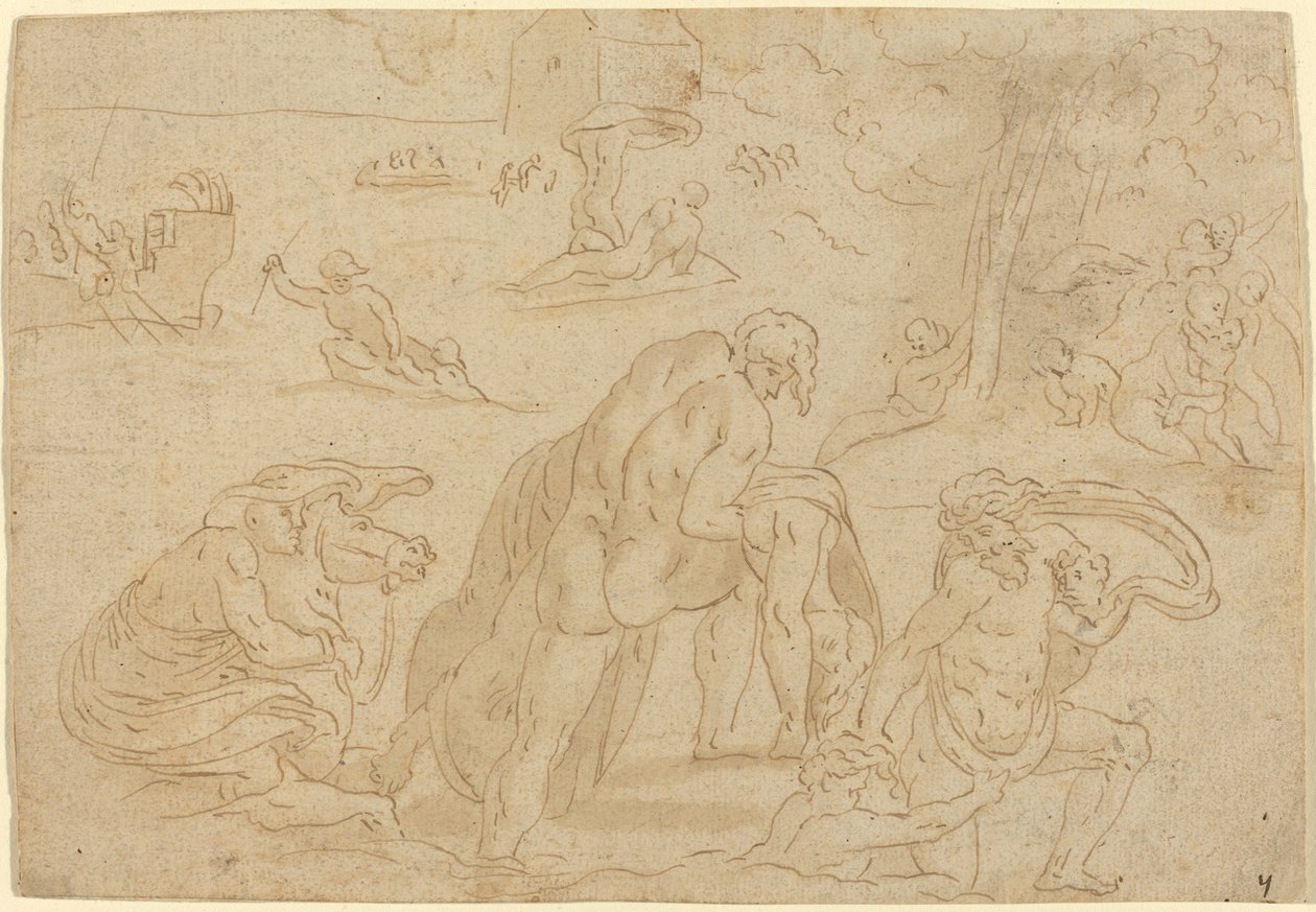 The Deluge, from the Loggia of the Vatican by after Raphael
