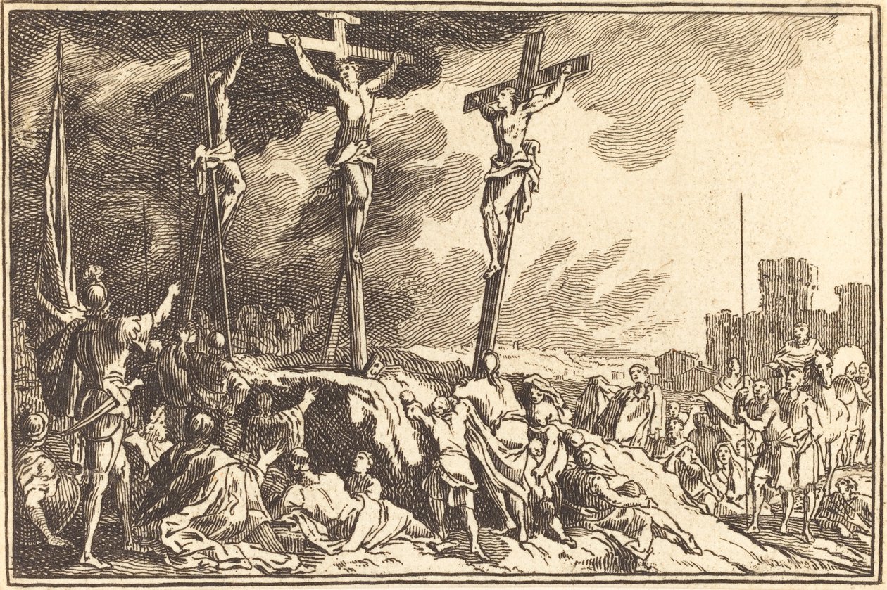 Christ on the Cross between the Two Thieves by after Sébastien Le Clerc I
